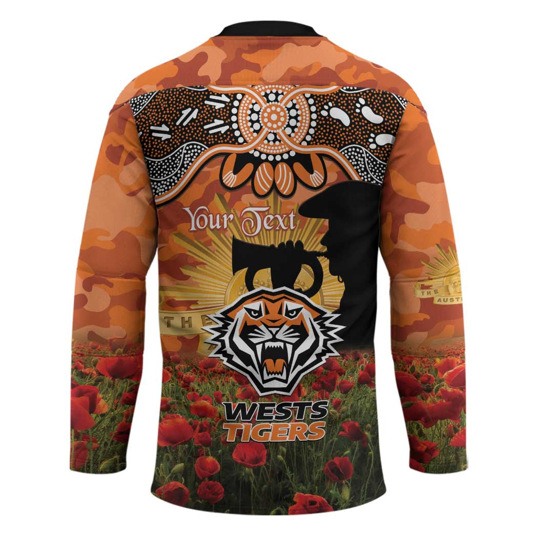 Personalised Tigers Rugby ANZAC Day Hockey Jersey Last Post Poppy We Will Remember Them
