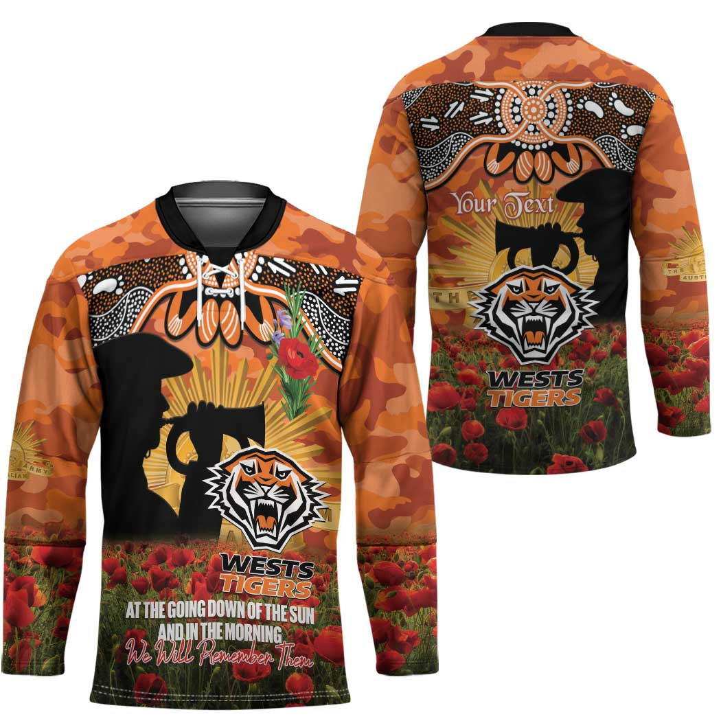 Personalised Tigers Rugby ANZAC Day Hockey Jersey Last Post Poppy We Will Remember Them