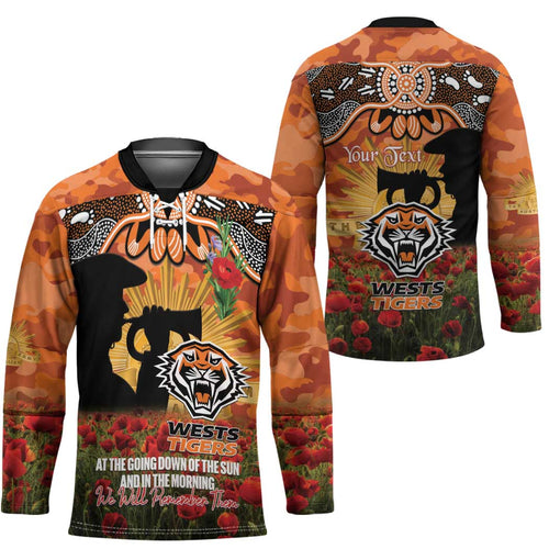 Personalised Tigers Rugby ANZAC Day Hockey Jersey Last Post Poppy We Will Remember Them
