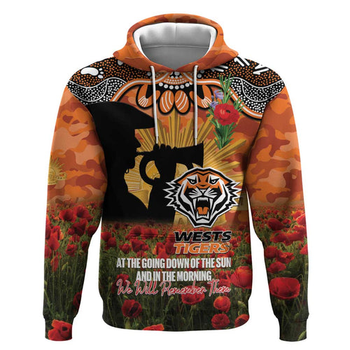 Personalised Tigers Rugby ANZAC Day Hoodie Last Post Poppy We Will Remember Them