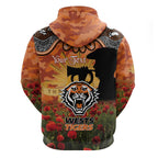 Personalised Tigers Rugby ANZAC Day Hoodie Last Post Poppy We Will Remember Them