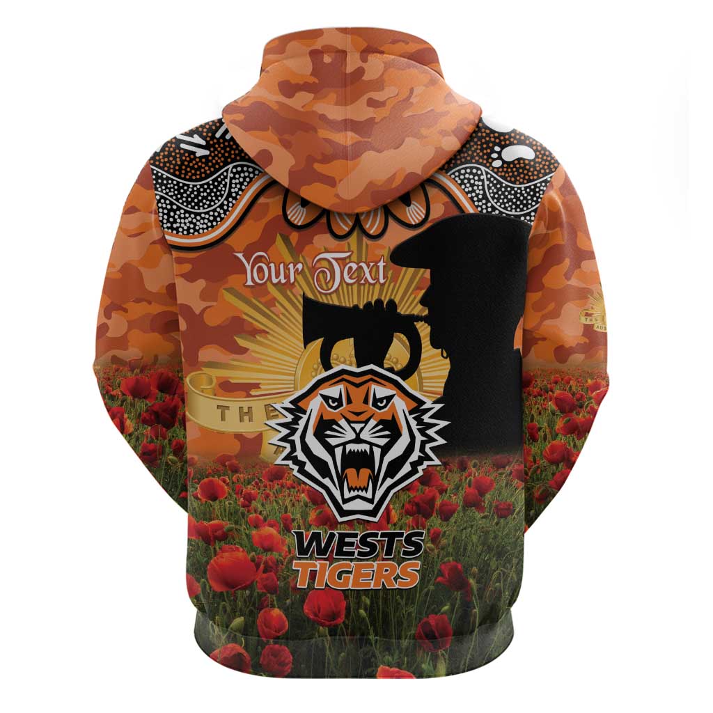 Personalised Tigers Rugby ANZAC Day Hoodie Last Post Poppy We Will Remember Them