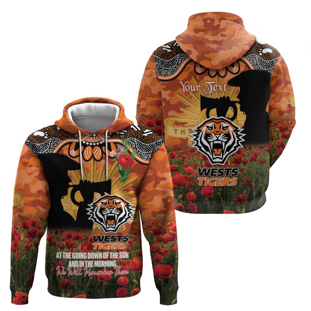 Personalised Tigers Rugby ANZAC Day Hoodie Last Post Poppy We Will Remember Them