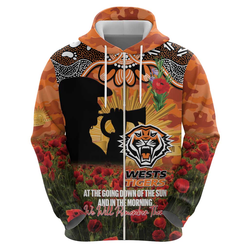 Personalised Tigers Rugby ANZAC Day Hoodie Last Post Poppy We Will Remember Them