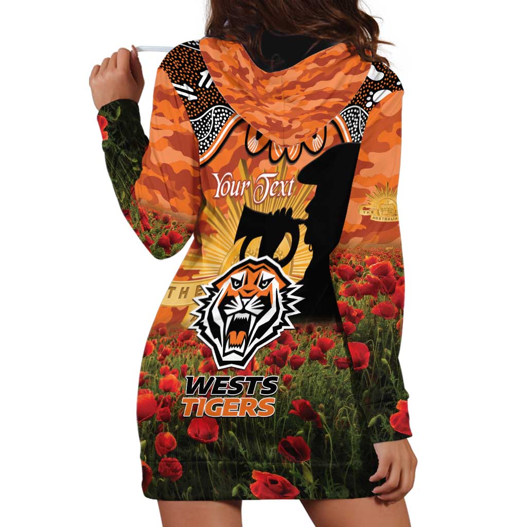 Personalised Tigers Rugby ANZAC Day Hoodie Dress Last Post Poppy We Will Remember Them