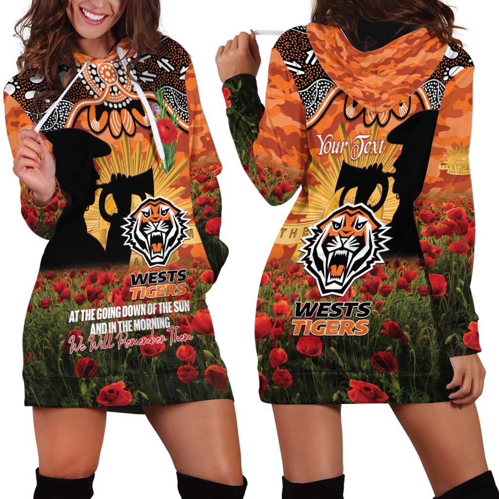 Personalised Tigers Rugby ANZAC Day Hoodie Dress Last Post Poppy We Will Remember Them