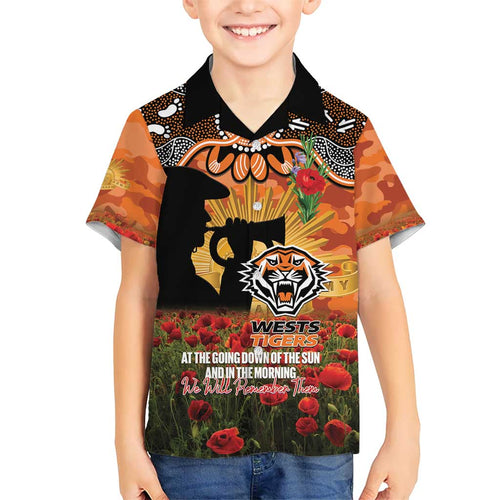 Personalised Tigers Rugby ANZAC Day Kid Hawaiian Shirt Last Post Poppy We Will Remember Them
