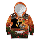 Personalised Tigers Rugby ANZAC Day Kid Hoodie Last Post Poppy We Will Remember Them