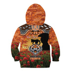 Personalised Tigers Rugby ANZAC Day Kid Hoodie Last Post Poppy We Will Remember Them