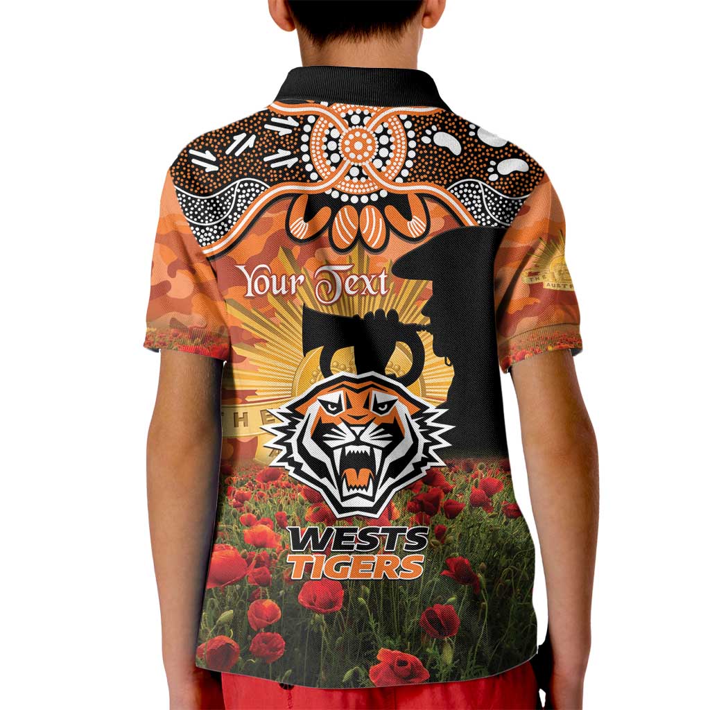 Personalised Tigers Rugby ANZAC Day Kid Polo Shirt Last Post Poppy We Will Remember Them