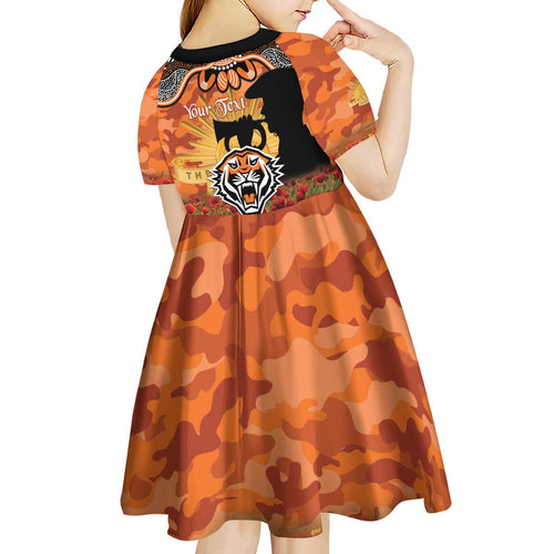 Personalised Tigers Rugby ANZAC Day Kid Short Sleeve Dress Last Post Poppy We Will Remember Them