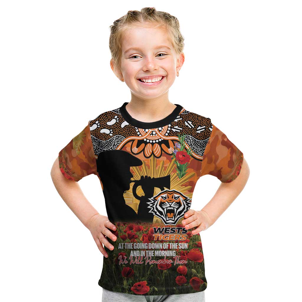 Personalised Tigers Rugby ANZAC Day Kid T Shirt Last Post Poppy We Will Remember Them