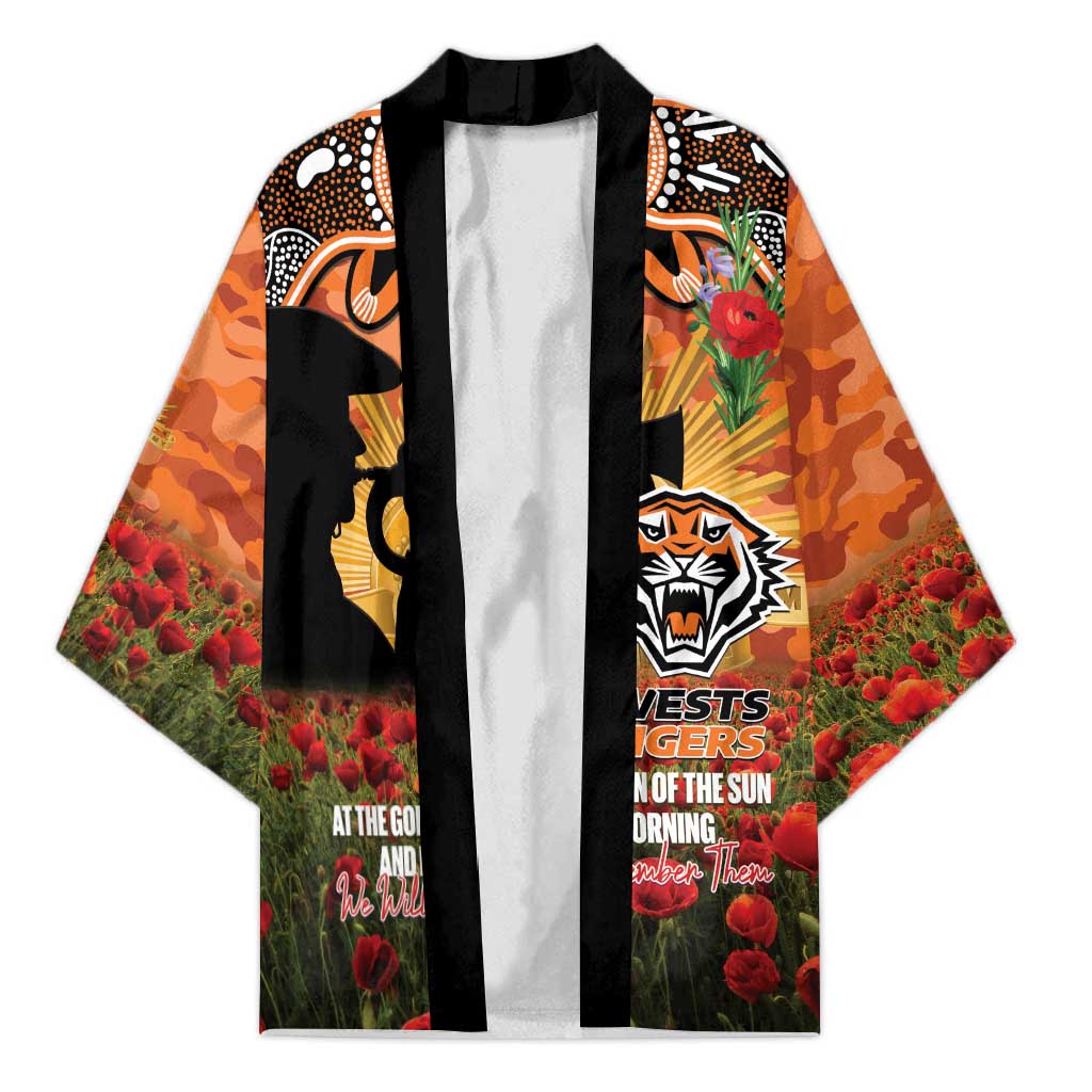 Personalised Tigers Rugby ANZAC Day Kimono Last Post Poppy We Will Remember Them