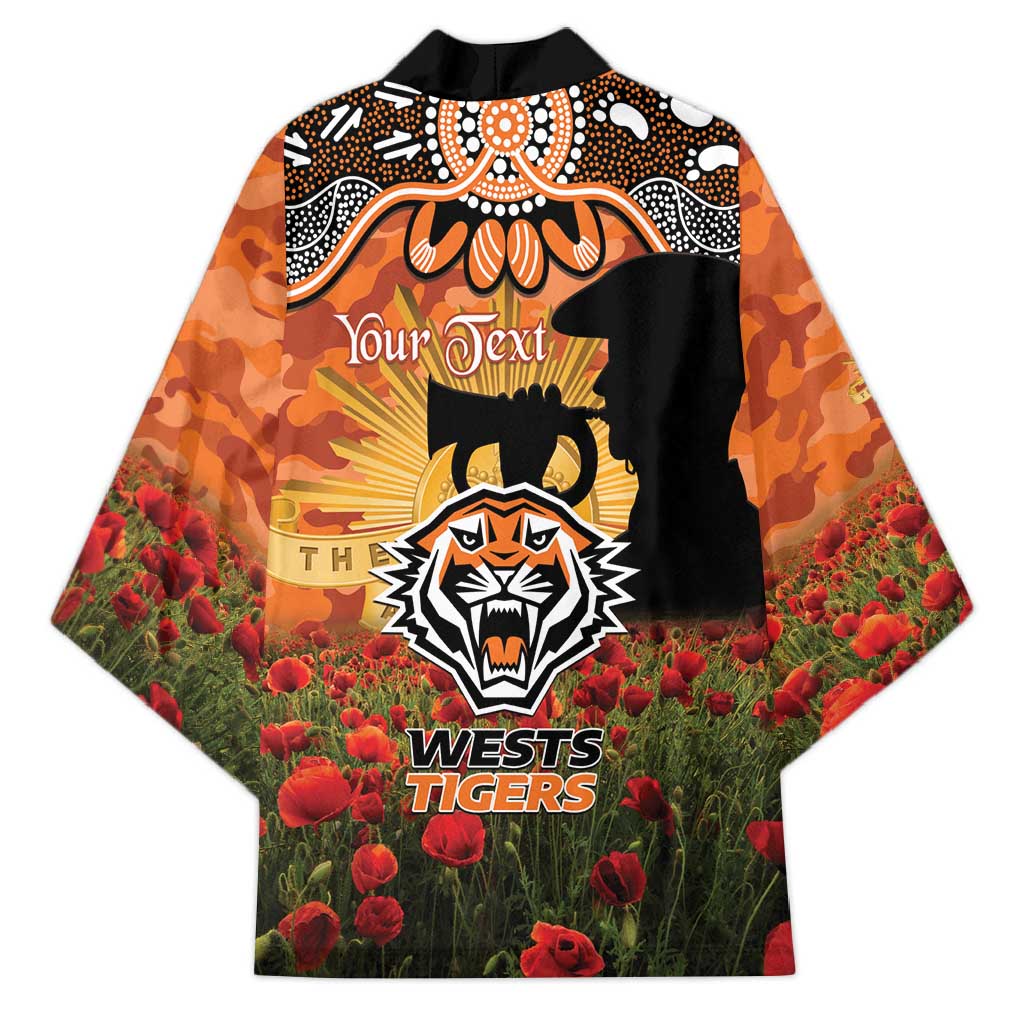Personalised Tigers Rugby ANZAC Day Kimono Last Post Poppy We Will Remember Them