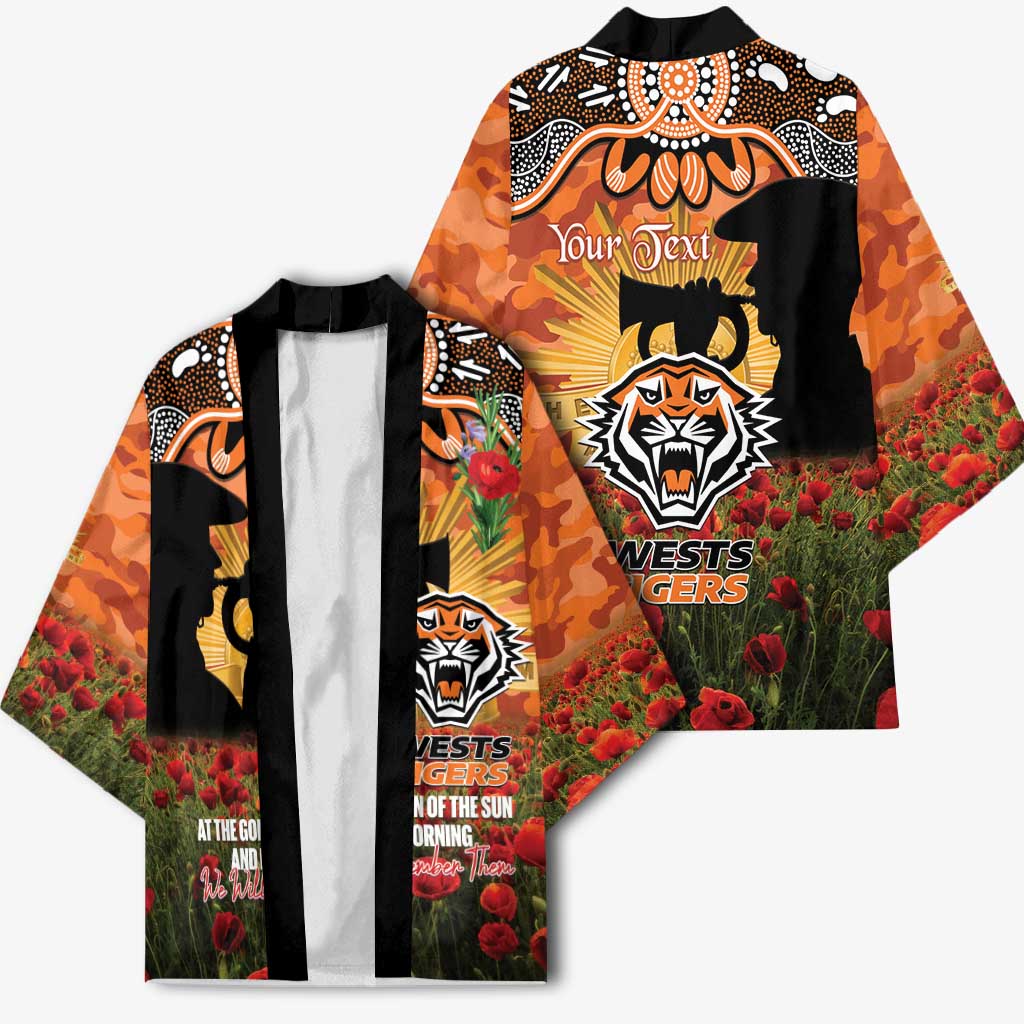 Personalised Tigers Rugby ANZAC Day Kimono Last Post Poppy We Will Remember Them