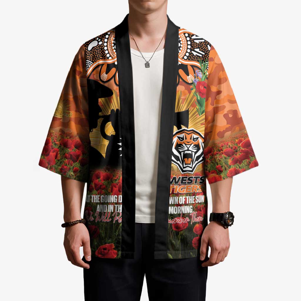 Personalised Tigers Rugby ANZAC Day Kimono Last Post Poppy We Will Remember Them