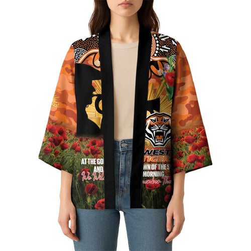 Personalised Tigers Rugby ANZAC Day Kimono Last Post Poppy We Will Remember Them