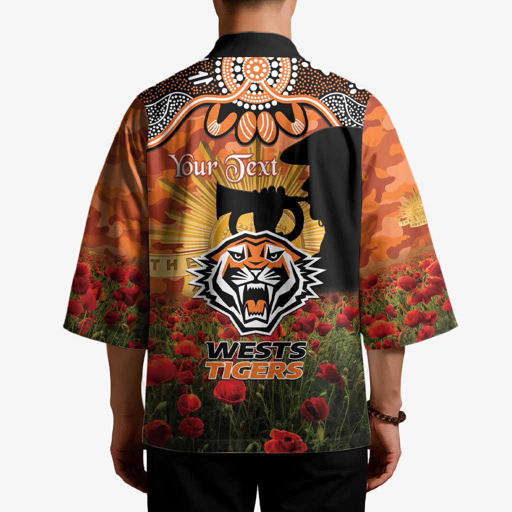 Personalised Tigers Rugby ANZAC Day Kimono Last Post Poppy We Will Remember Them