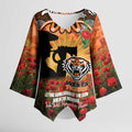 Personalised Tigers Rugby ANZAC Day Kimono Sleeve Blouse Last Post Poppy We Will Remember Them