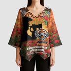 Personalised Tigers Rugby ANZAC Day Kimono Sleeve Blouse Last Post Poppy We Will Remember Them