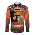 Personalised Tigers Rugby ANZAC Day Long Sleeve Button Shirt Last Post Poppy We Will Remember Them