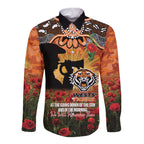 Personalised Tigers Rugby ANZAC Day Long Sleeve Button Shirt Last Post Poppy We Will Remember Them