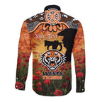 Personalised Tigers Rugby ANZAC Day Long Sleeve Button Shirt Last Post Poppy We Will Remember Them