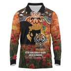 Personalised Tigers Rugby ANZAC Day Long Sleeve Polo Shirt Last Post Poppy We Will Remember Them