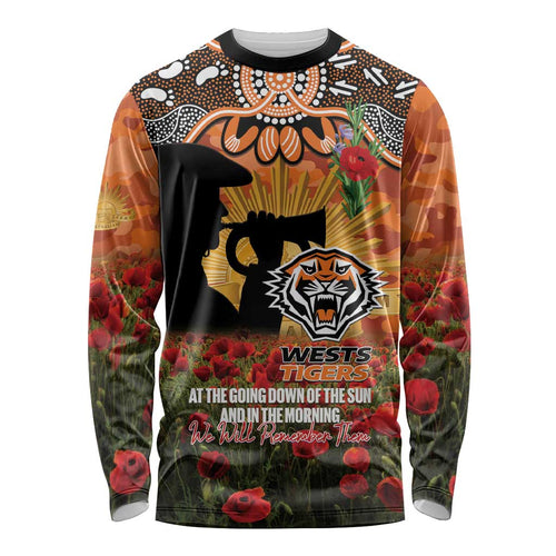 Personalised Tigers Rugby ANZAC Day Long Sleeve Shirt Last Post Poppy We Will Remember Them