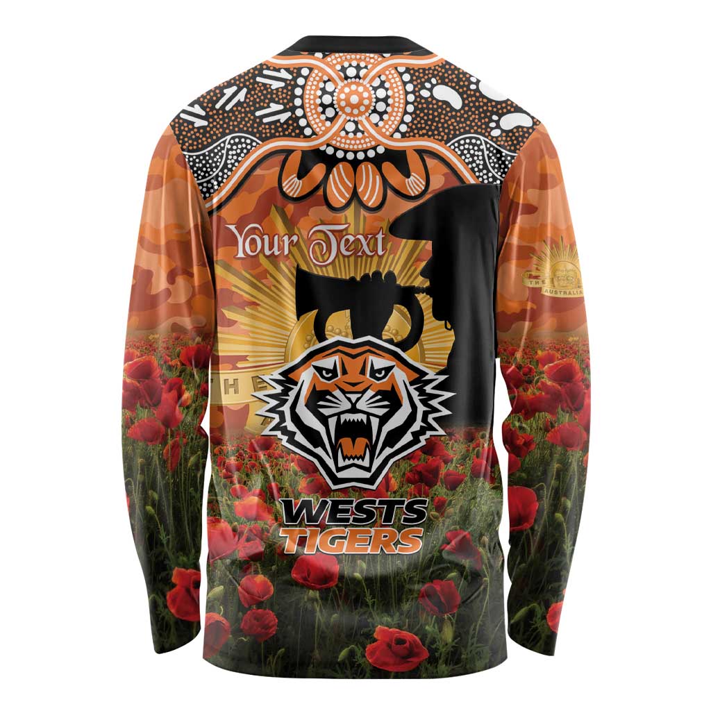 Personalised Tigers Rugby ANZAC Day Long Sleeve Shirt Last Post Poppy We Will Remember Them
