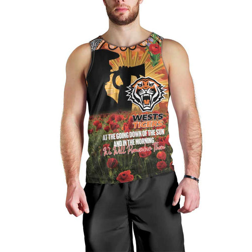 Personalised Tigers Rugby ANZAC Day Men Tank Top Last Post Poppy We Will Remember Them