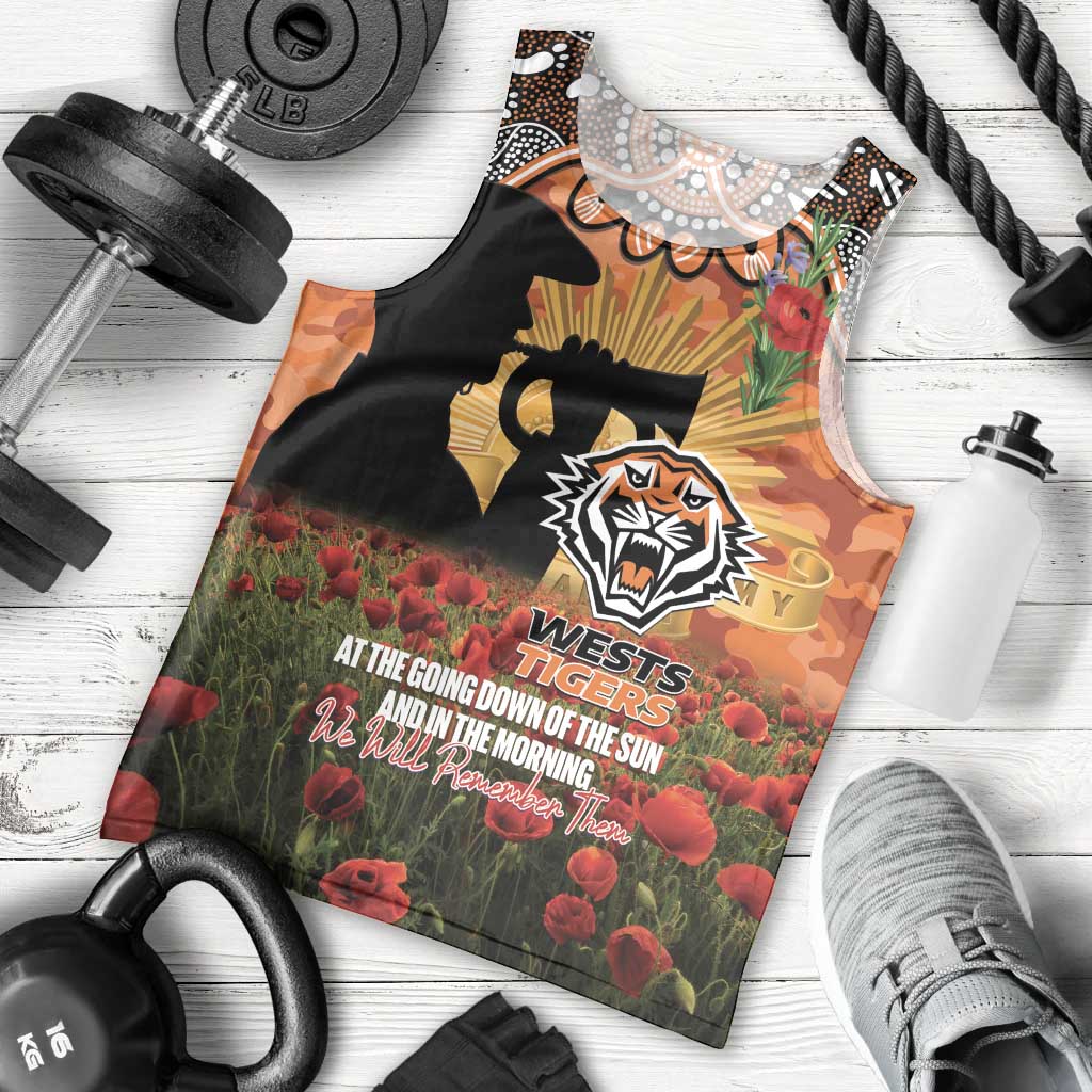 Personalised Tigers Rugby ANZAC Day Men Tank Top Last Post Poppy We Will Remember Them
