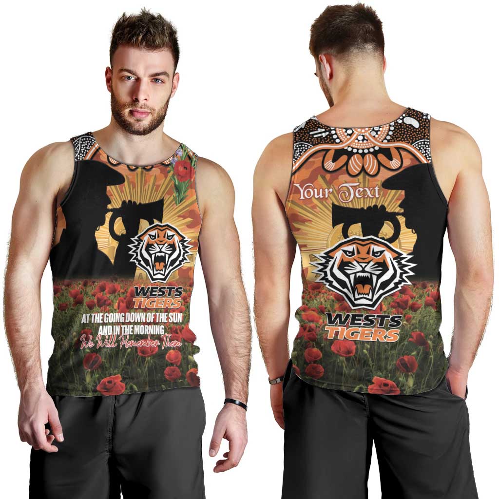 Personalised Tigers Rugby ANZAC Day Men Tank Top Last Post Poppy We Will Remember Them