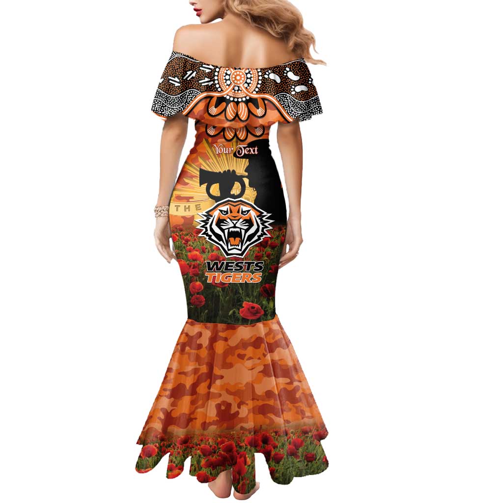 Personalised Tigers Rugby ANZAC Day Mermaid Dress Last Post Poppy We Will Remember Them