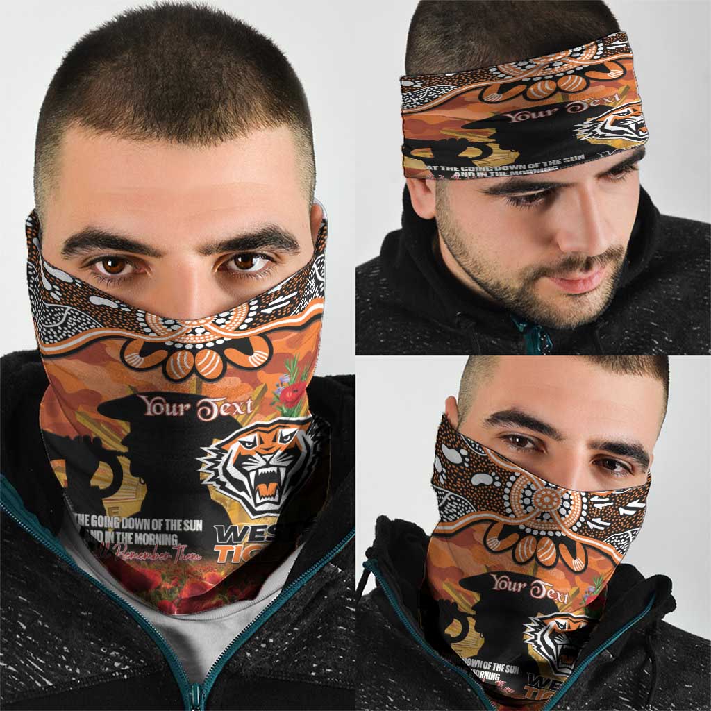 Personalised Tigers Rugby ANZAC Day Neck Gaiter Last Post Poppy We Will Remember Them