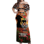 Personalised Tigers Rugby ANZAC Day Off Shoulder Maxi Dress Last Post Poppy We Will Remember Them