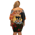 Personalised Tigers Rugby ANZAC Day Off Shoulder Short Dress Last Post Poppy We Will Remember Them