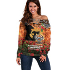 Personalised Tigers Rugby ANZAC Day Off Shoulder Sweater Last Post Poppy We Will Remember Them
