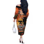 Personalised Tigers Rugby ANZAC Day Off The Shoulder Long Sleeve Dress Last Post Poppy We Will Remember Them