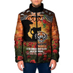 Personalised Tigers Rugby ANZAC Day Padded Jacket Last Post Poppy We Will Remember Them