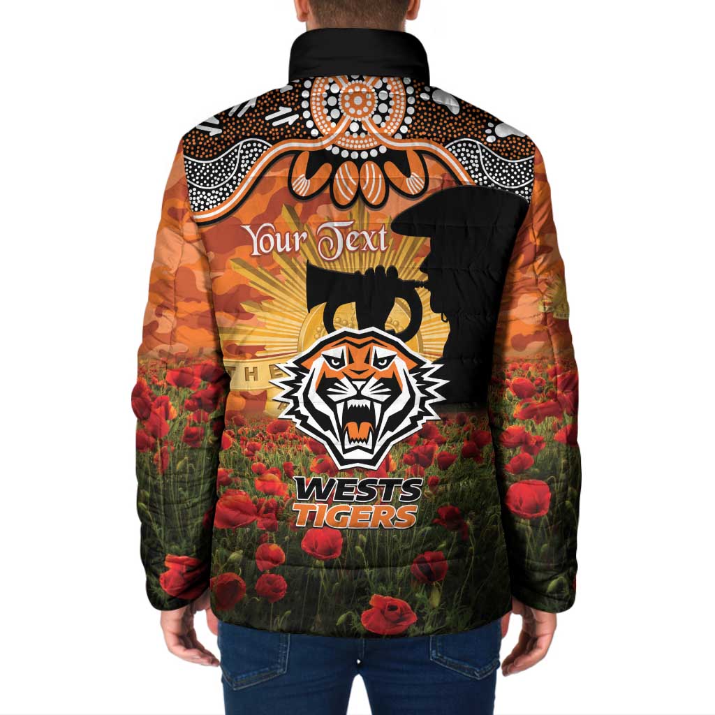 Personalised Tigers Rugby ANZAC Day Padded Jacket Last Post Poppy We Will Remember Them