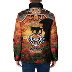 Personalised Tigers Rugby ANZAC Day Padded Jacket Last Post Poppy We Will Remember Them