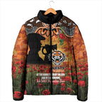 Personalised Tigers Rugby ANZAC Day Padded Jacket Last Post Poppy We Will Remember Them