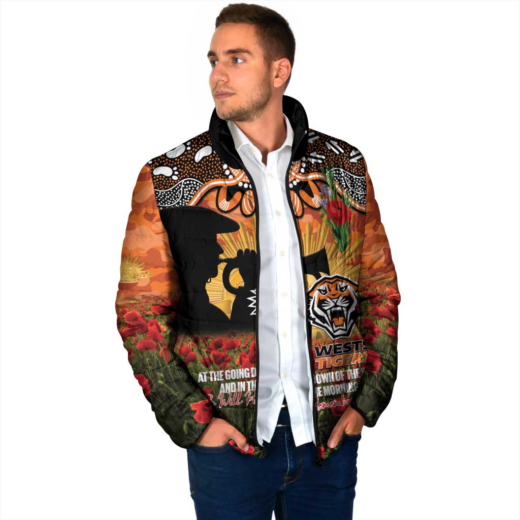 Personalised Tigers Rugby ANZAC Day Padded Jacket Last Post Poppy We Will Remember Them