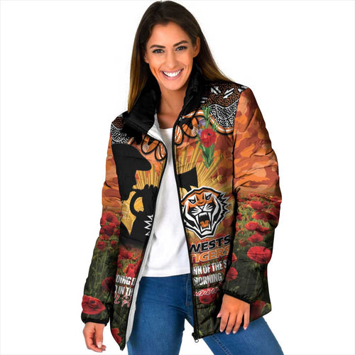 Personalised Tigers Rugby ANZAC Day Padded Jacket Last Post Poppy We Will Remember Them