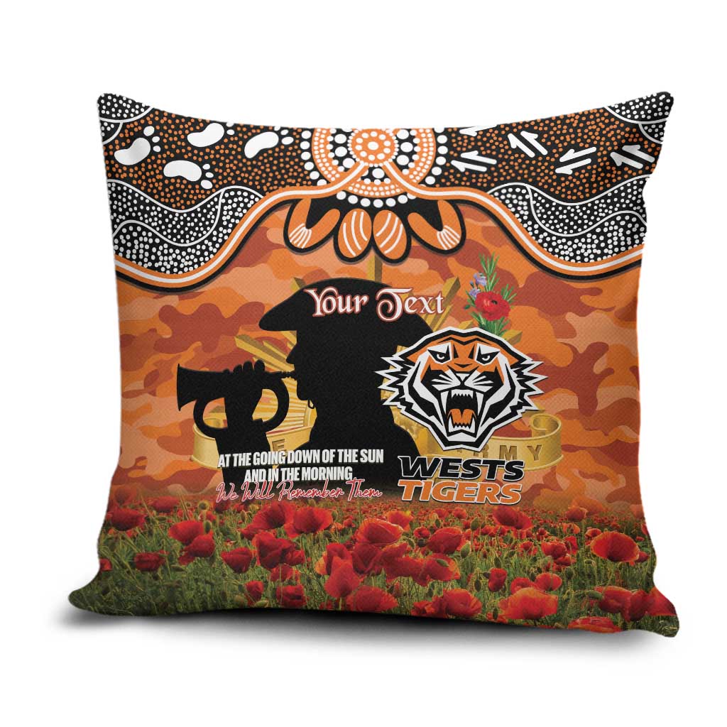 Personalised Tigers Rugby ANZAC Day Pillow Cover Last Post Poppy We Will Remember Them