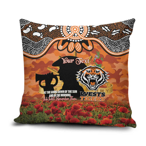 Personalised Tigers Rugby ANZAC Day Pillow Cover Last Post Poppy We Will Remember Them