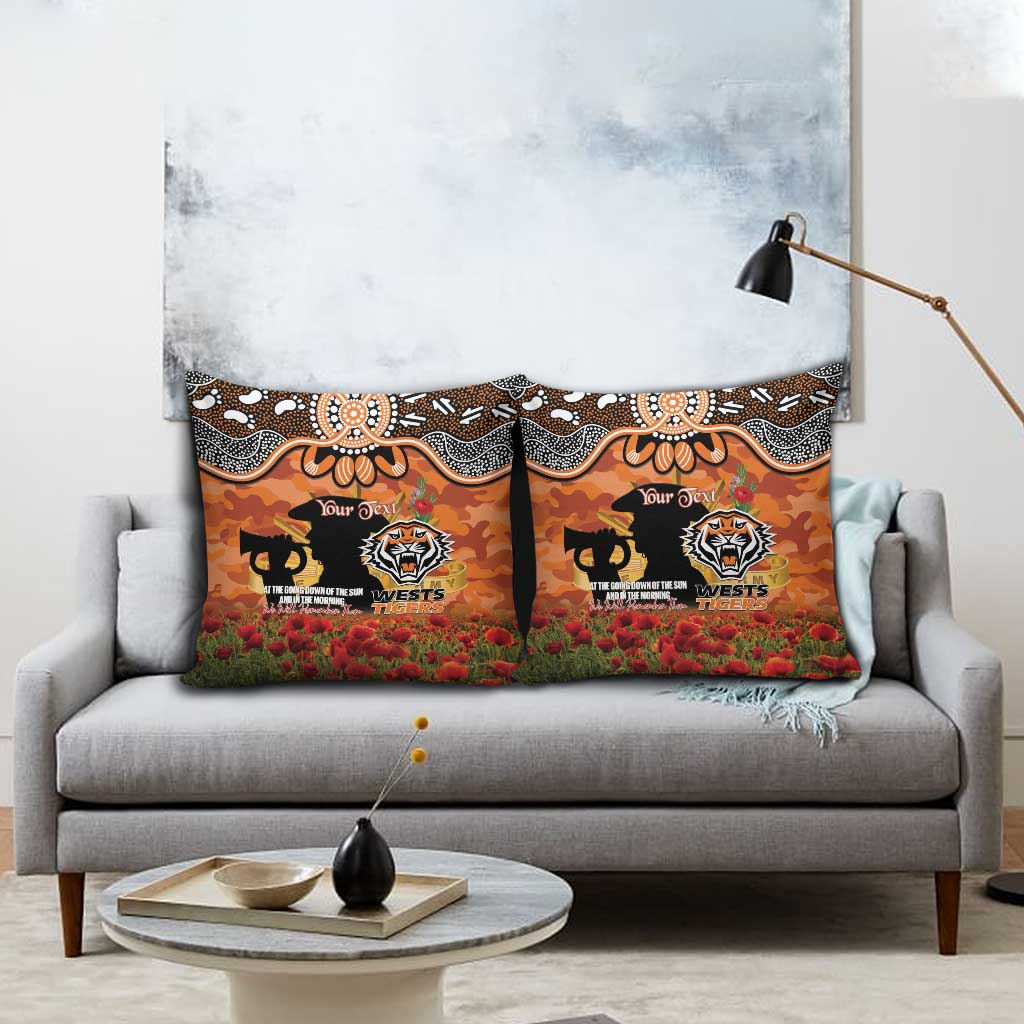 Personalised Tigers Rugby ANZAC Day Pillow Cover Last Post Poppy We Will Remember Them