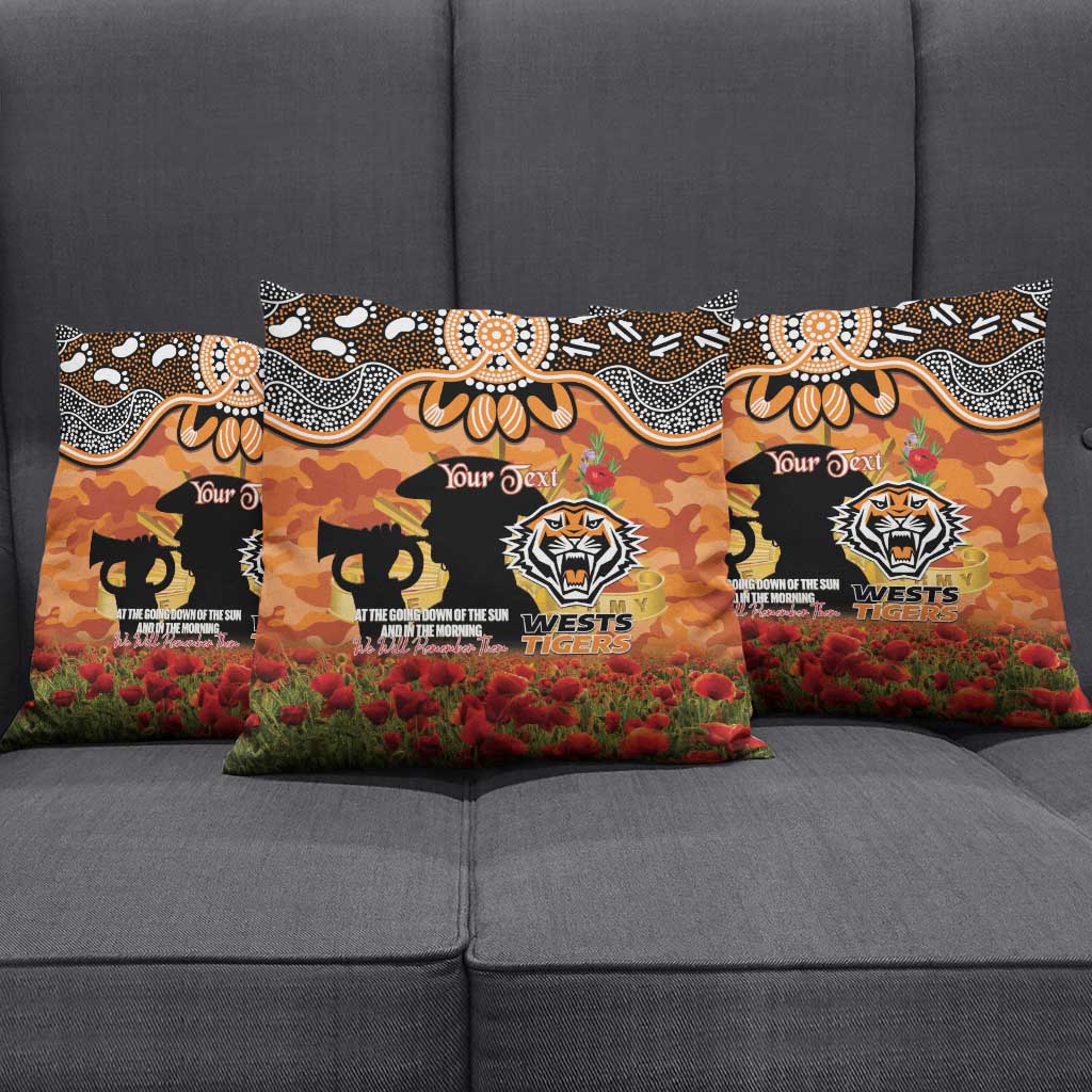 Personalised Tigers Rugby ANZAC Day Pillow Cover Last Post Poppy We Will Remember Them