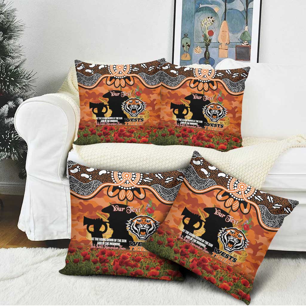 Personalised Tigers Rugby ANZAC Day Pillow Cover Last Post Poppy We Will Remember Them